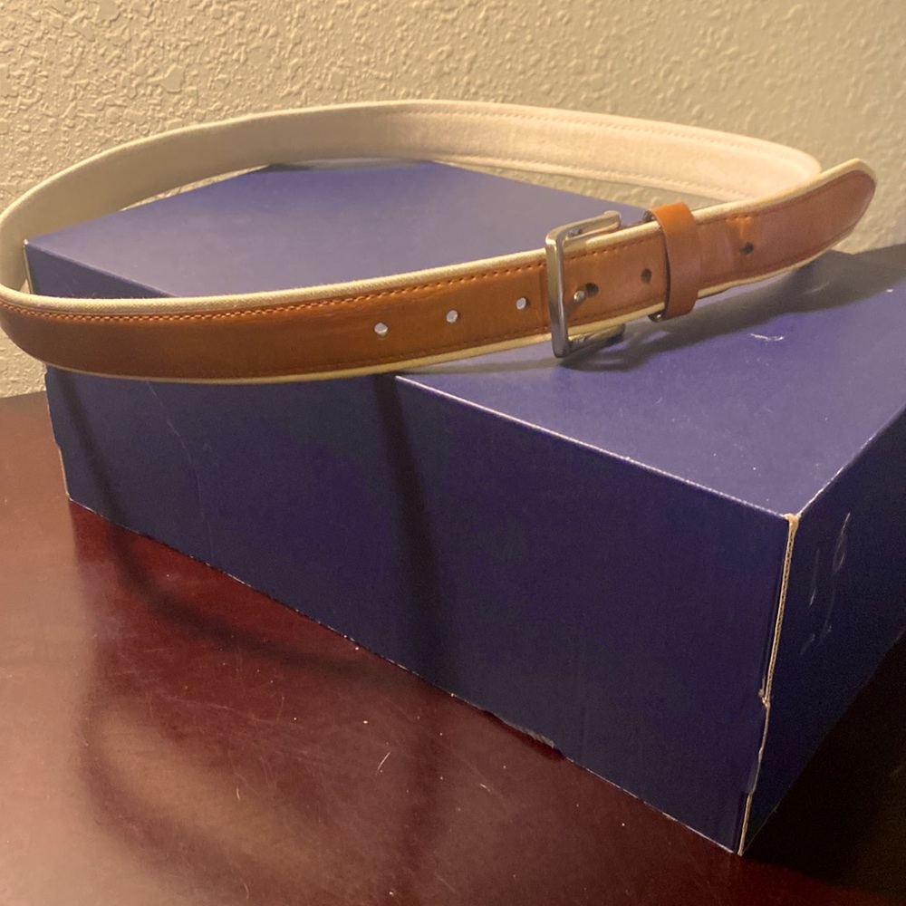 Tommy Hilfiger Canvas Tan Leather Belt Mens Size 34-36